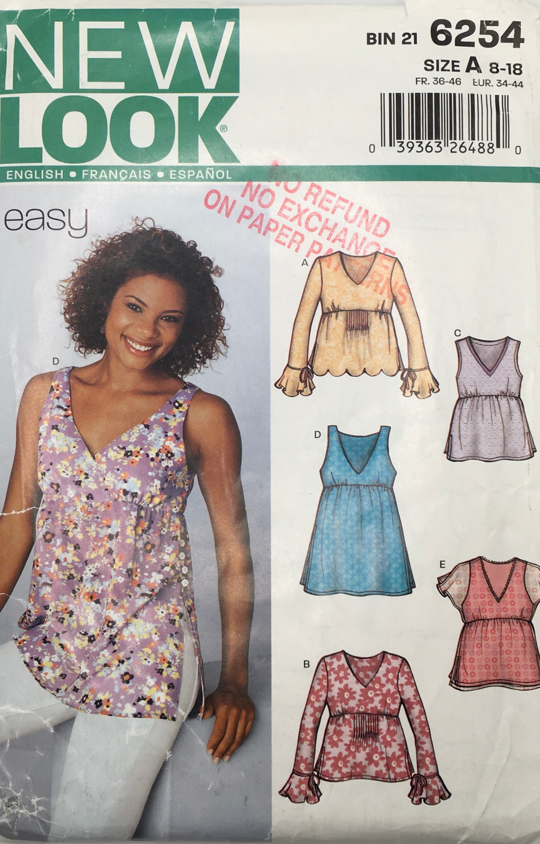 2003 Sewing Pattern: New Look 6254