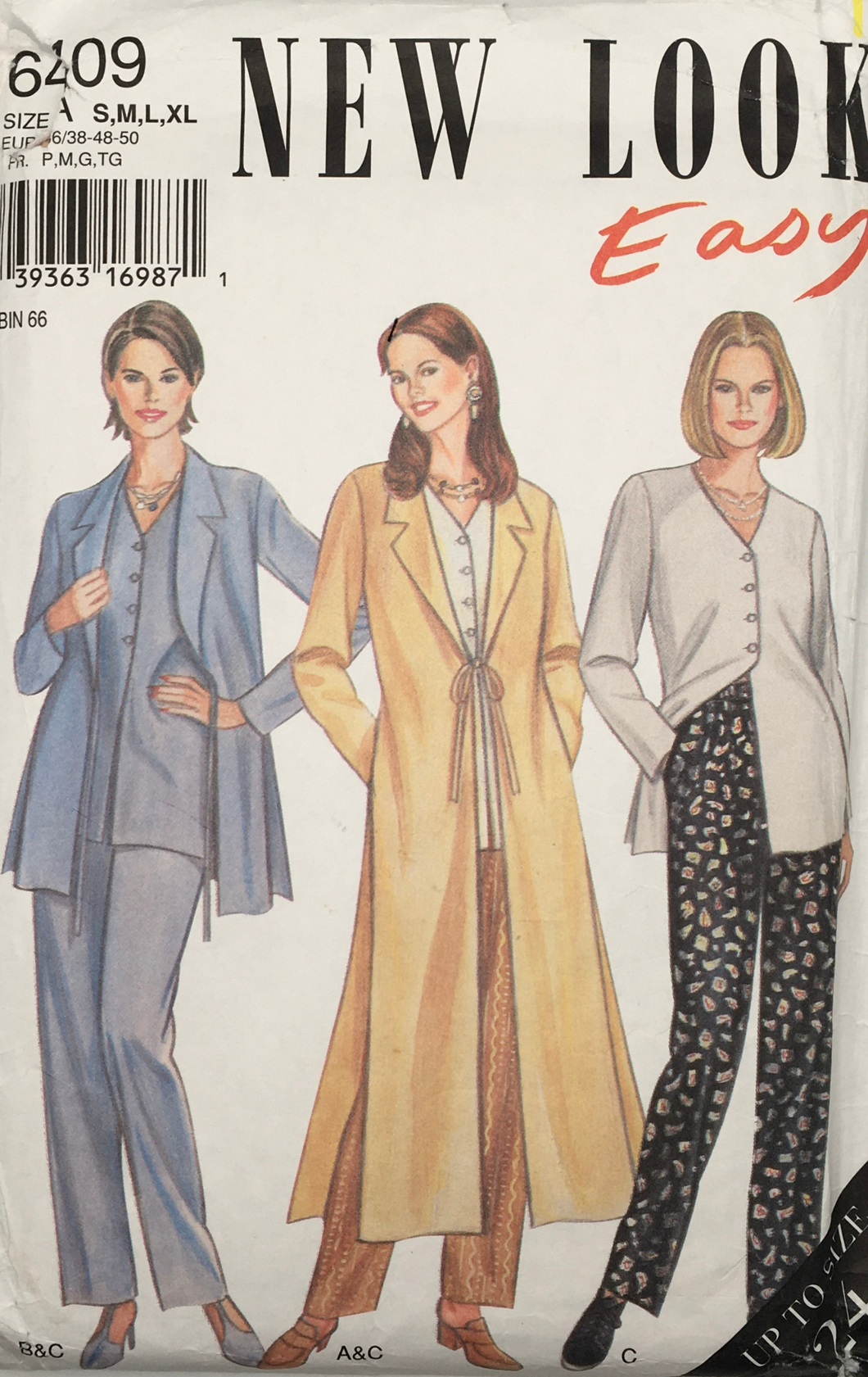 1990’s Vintage  Sewing Pattern:  New Look 6409