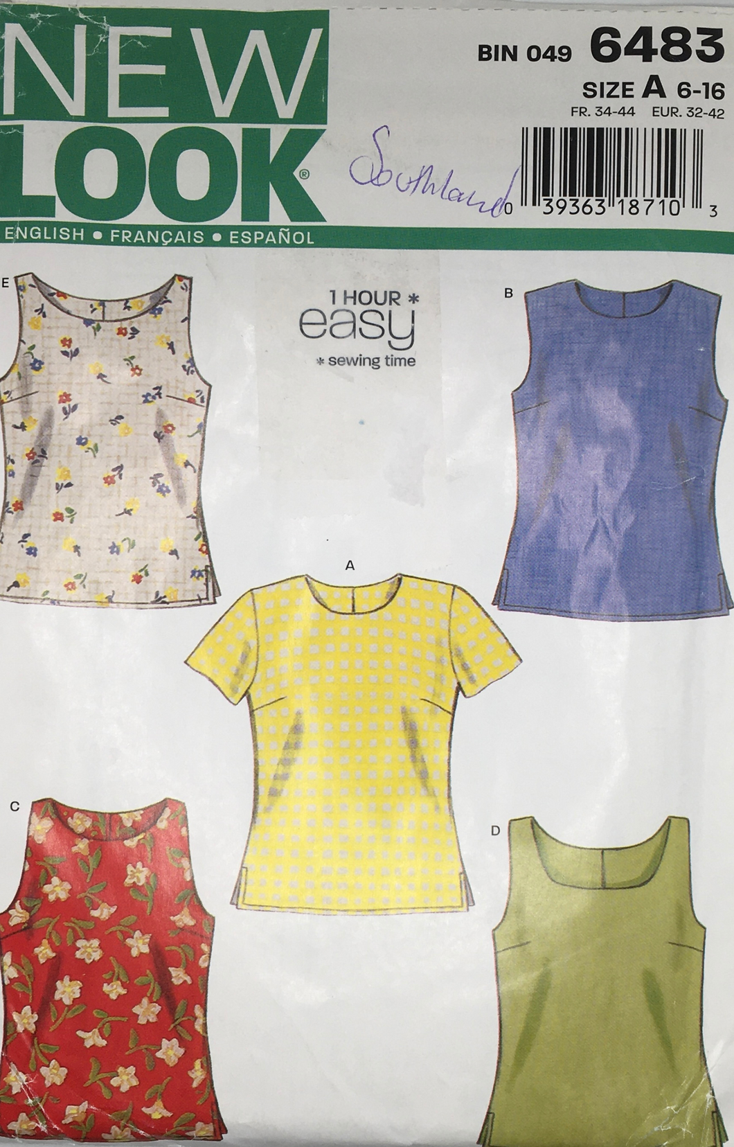 2002 Sewing Pattern: New Look 6483