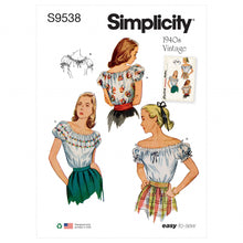 Load image into Gallery viewer, 1940&#39;s  Sewing Pattern: Simplicity S9538
