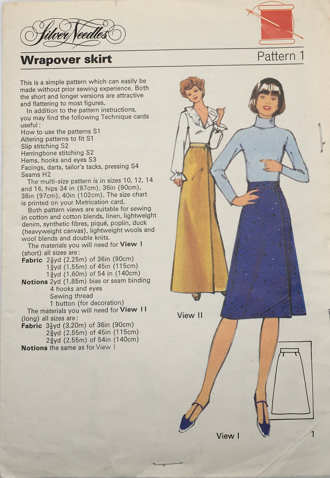 1977 Vintage Sewing Pattern: Silver Needles Pattern 1