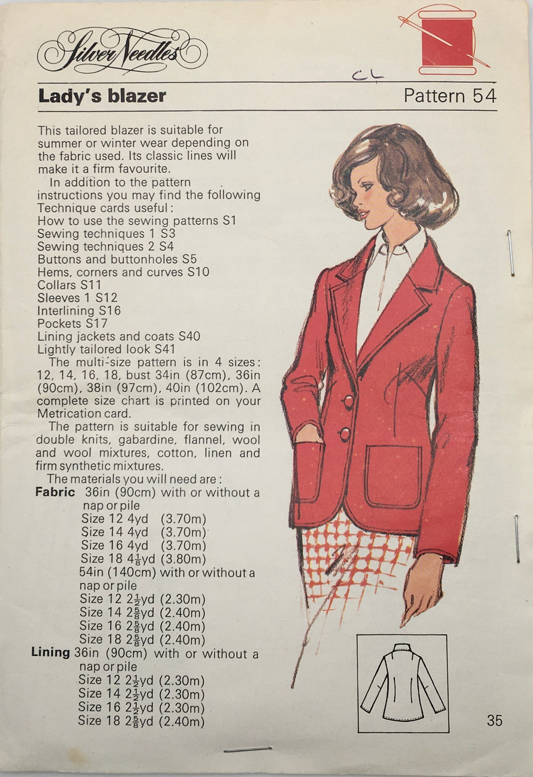 1978 Vintage Sewing Pattern: Silver Needles Pattern 54