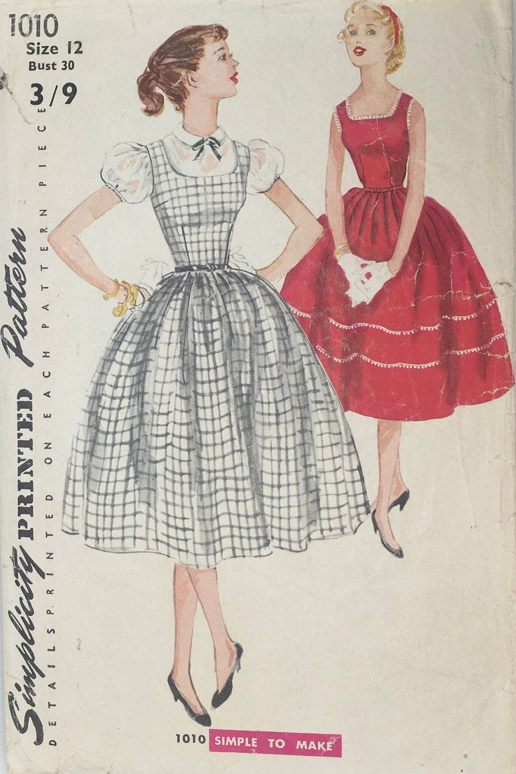 1954 Vintage Sewing Pattern: Simplicity 1010