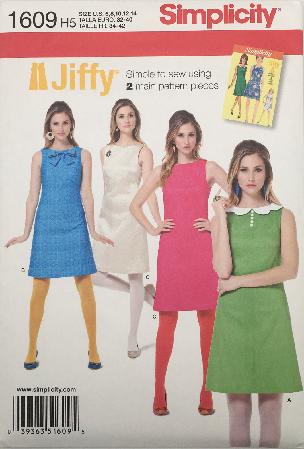 1970’s Reproduction Vintage Sewing Pattern: Simplicity 1609