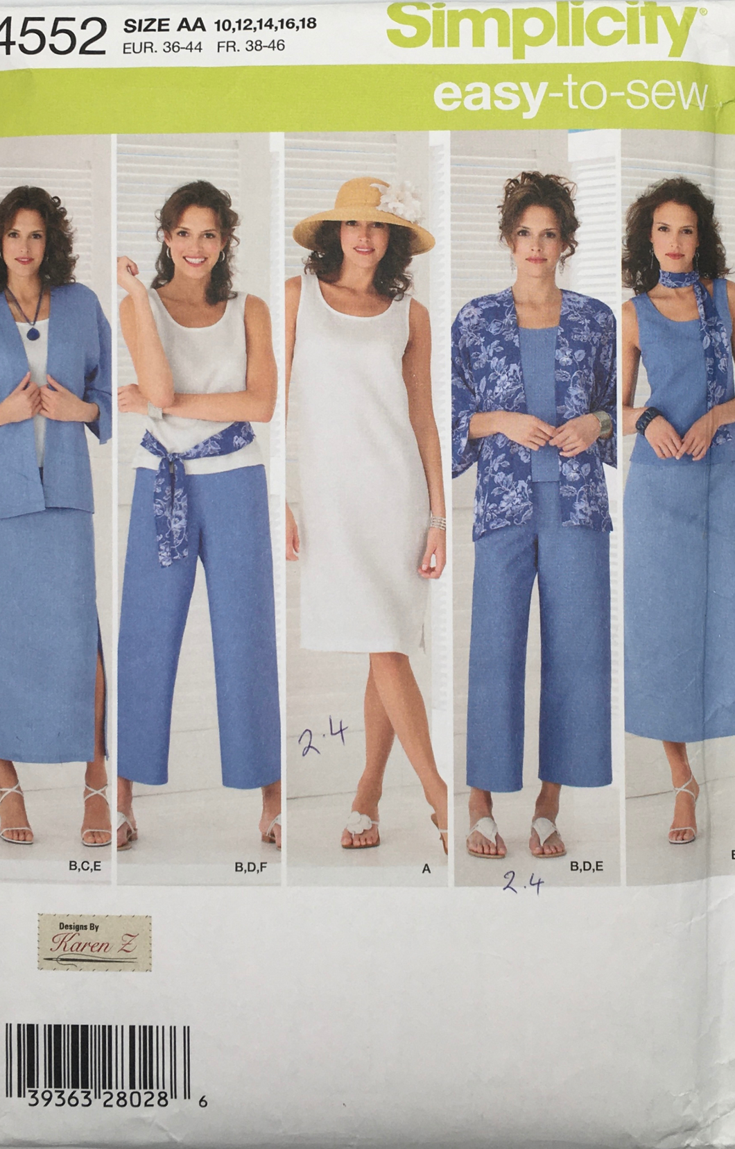 2005 Sewing Pattern: Simplicity 4552