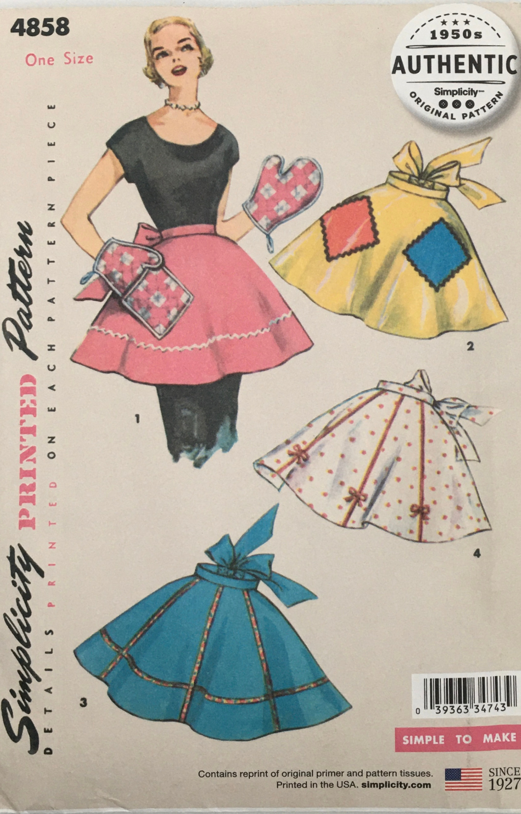 1950's Reproduction Sewing Pattern: Simplicity 4858
