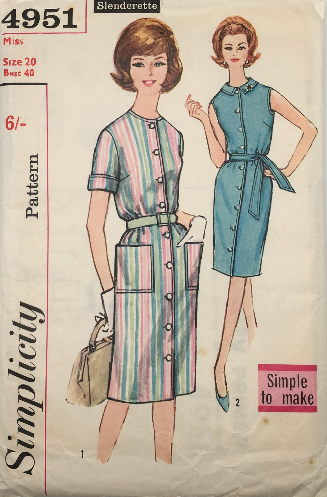 1960’s Vintage Sewing Pattern: Simplicity 4951