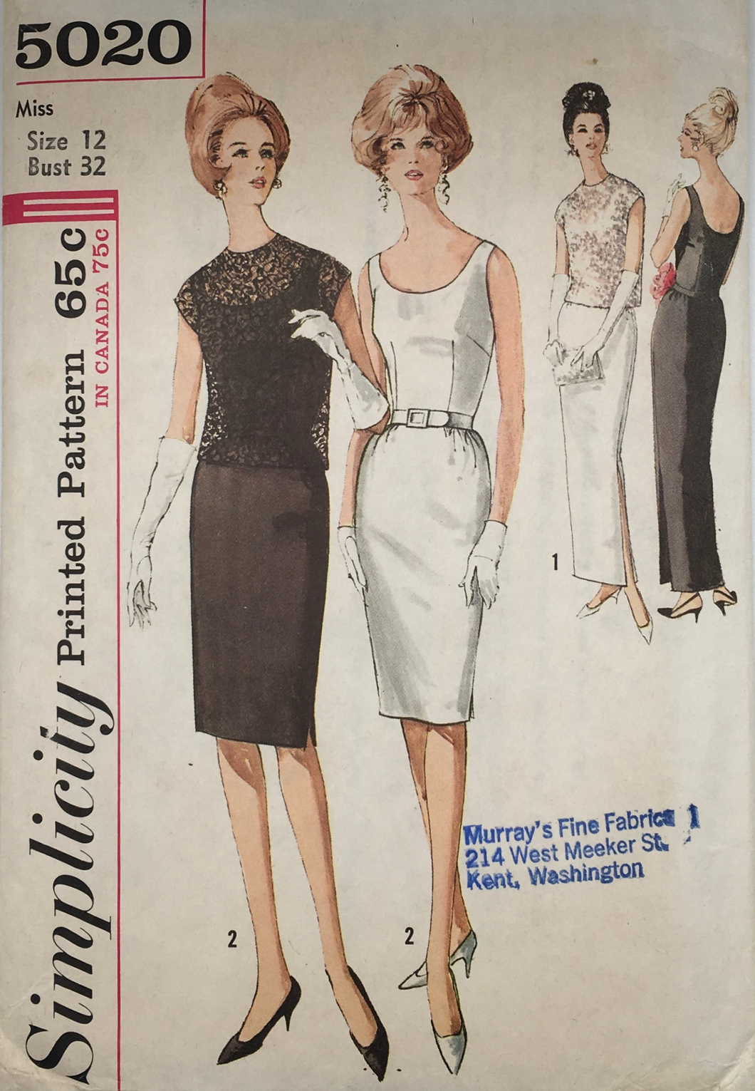 1960’s Vintage Sewing Pattern: Simplicity  5020