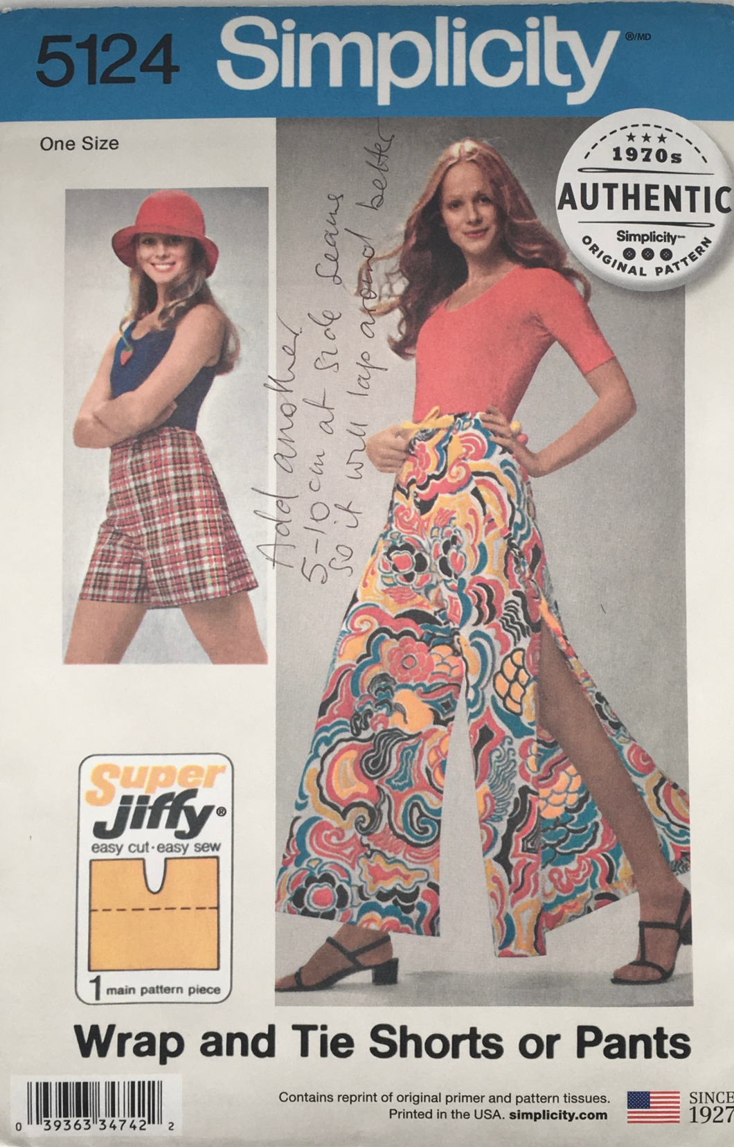 1970's Reproduction Sewing Pattern: Simplicity 5124