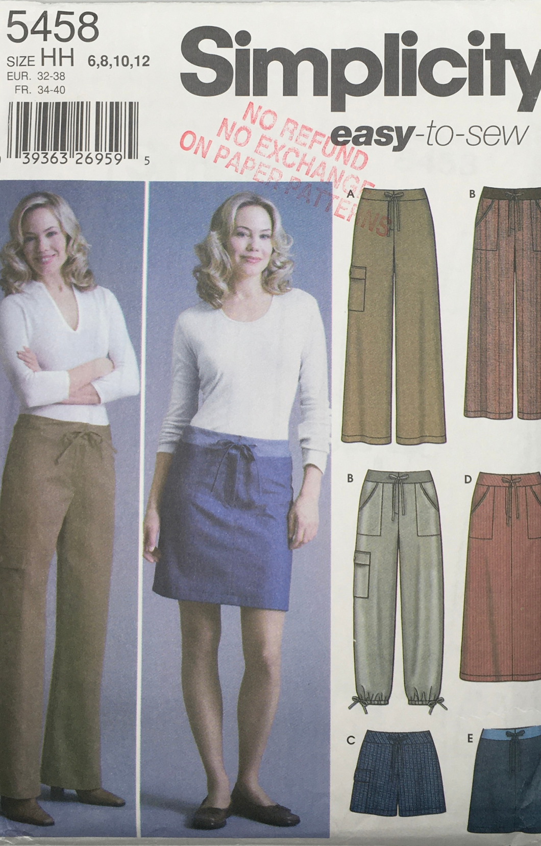 2003 Sewing Pattern: Simplicity 5458