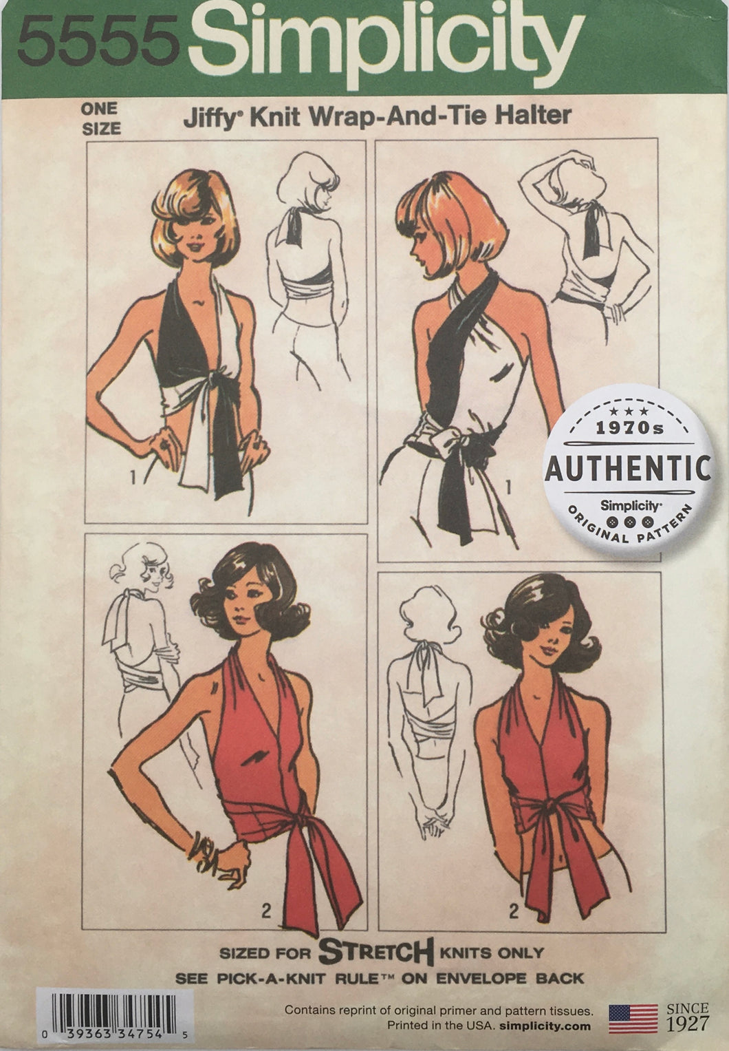 1970’s Reproduction Vintage Sewing Pattern: Simplicity 5555