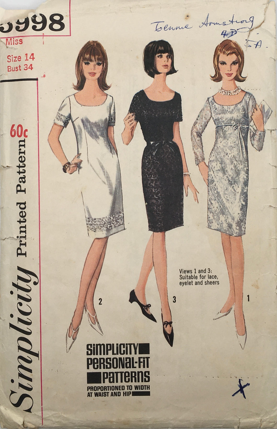 1965 Vintage Sewing Pattern: Simplicity 5998