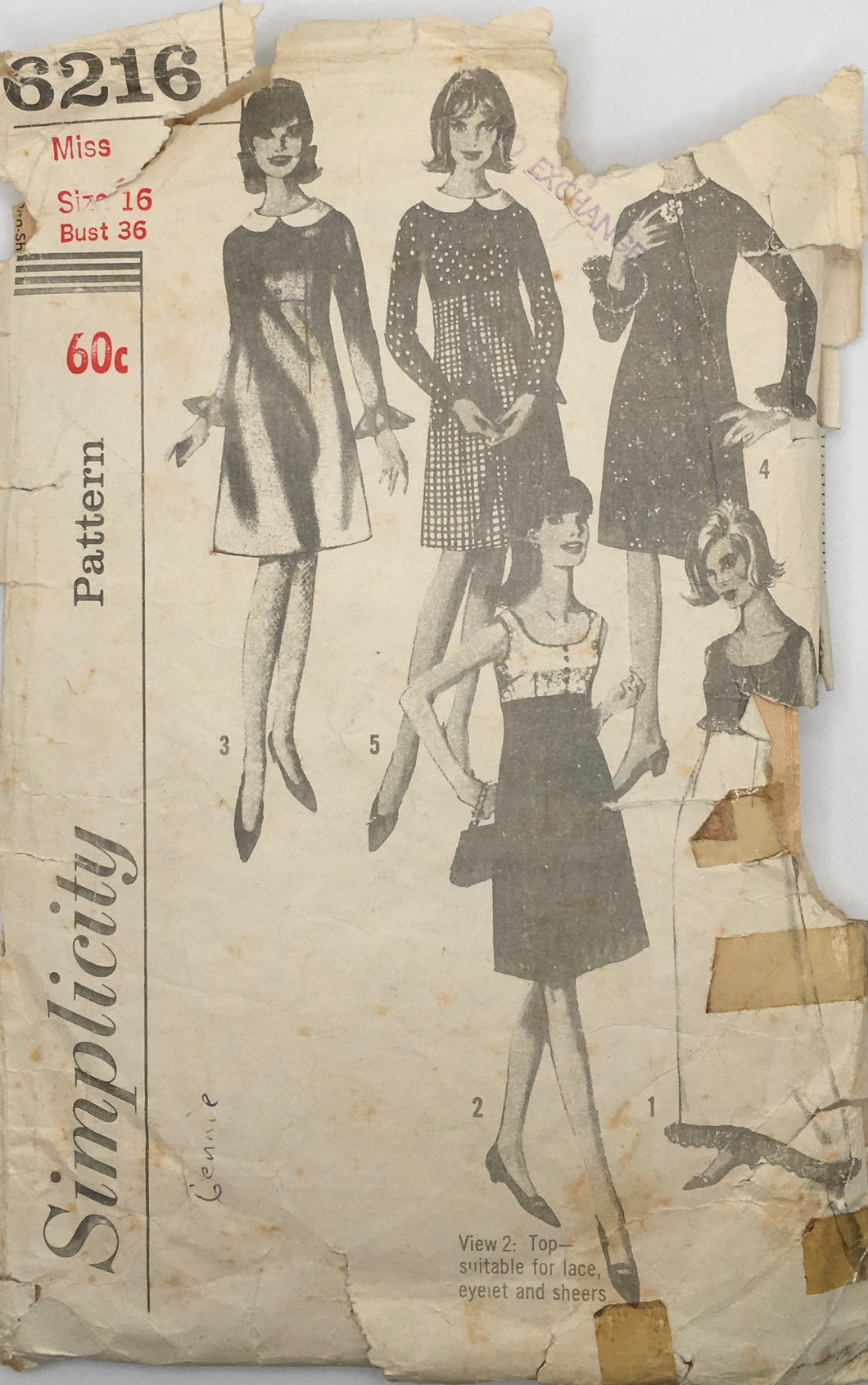 1965 Vintage Sewing Pattern: Simplicity 6216