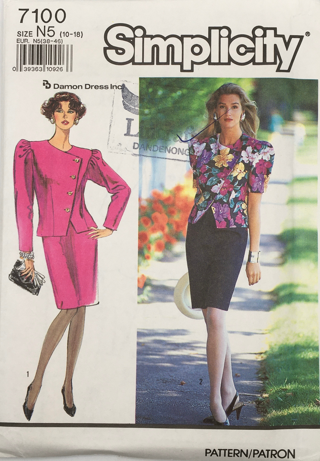 1990 Vintage Sewing Pattern: Simplicity 7100