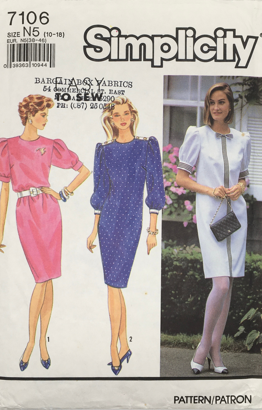1990 Vintage Sewing Pattern: Simplicity 7106