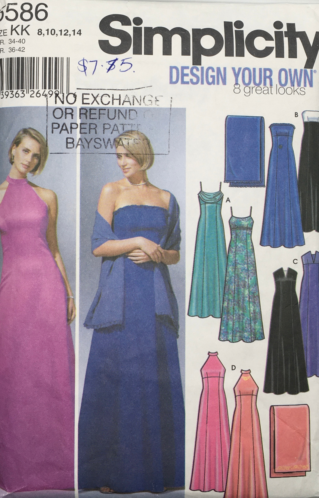 2002 Sewing Pattern: Simplicity 5586