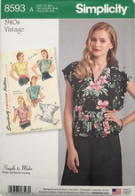 Load image into Gallery viewer, 1940&#39;s Sewing Pattern: Simplicity 8593
