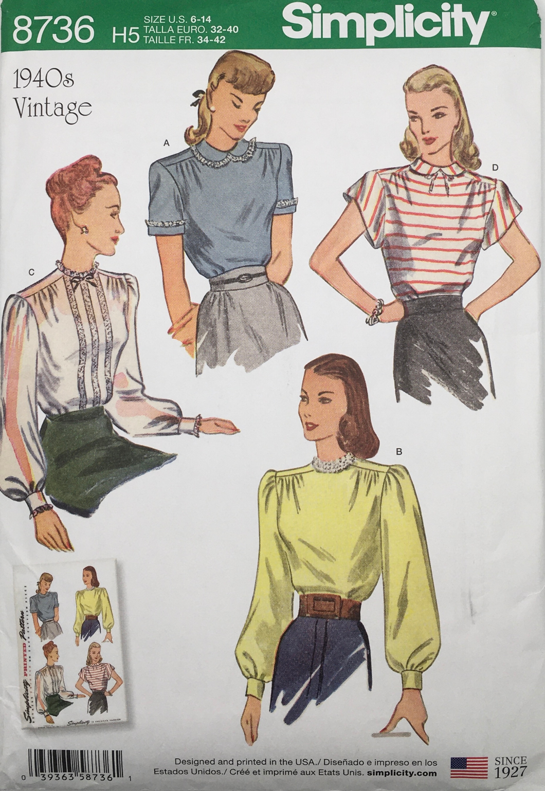 1940's Sewing Pattern: Simplicity 8736