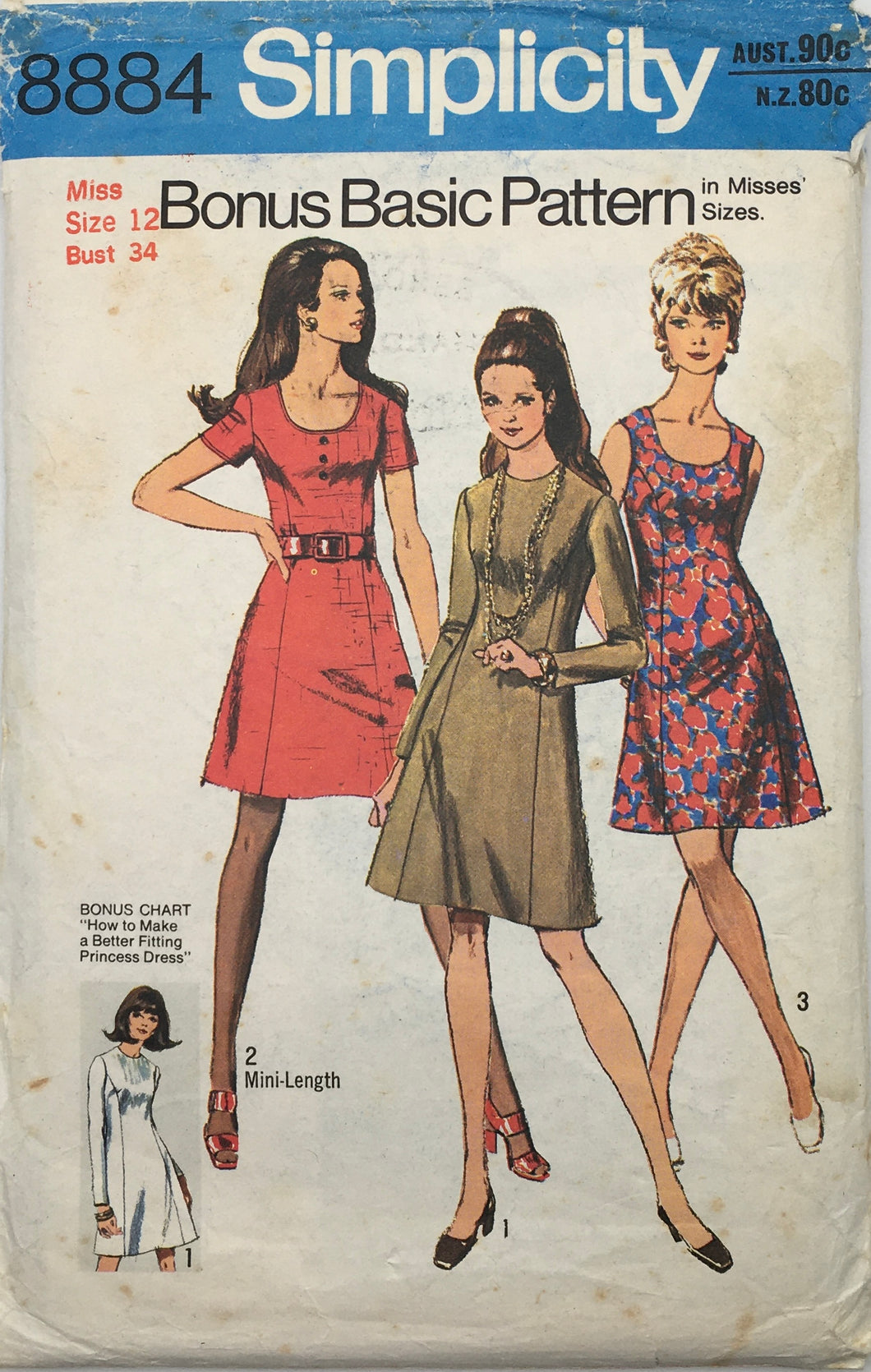 1970 Vintage Sewing Pattern: Simplicity 8884