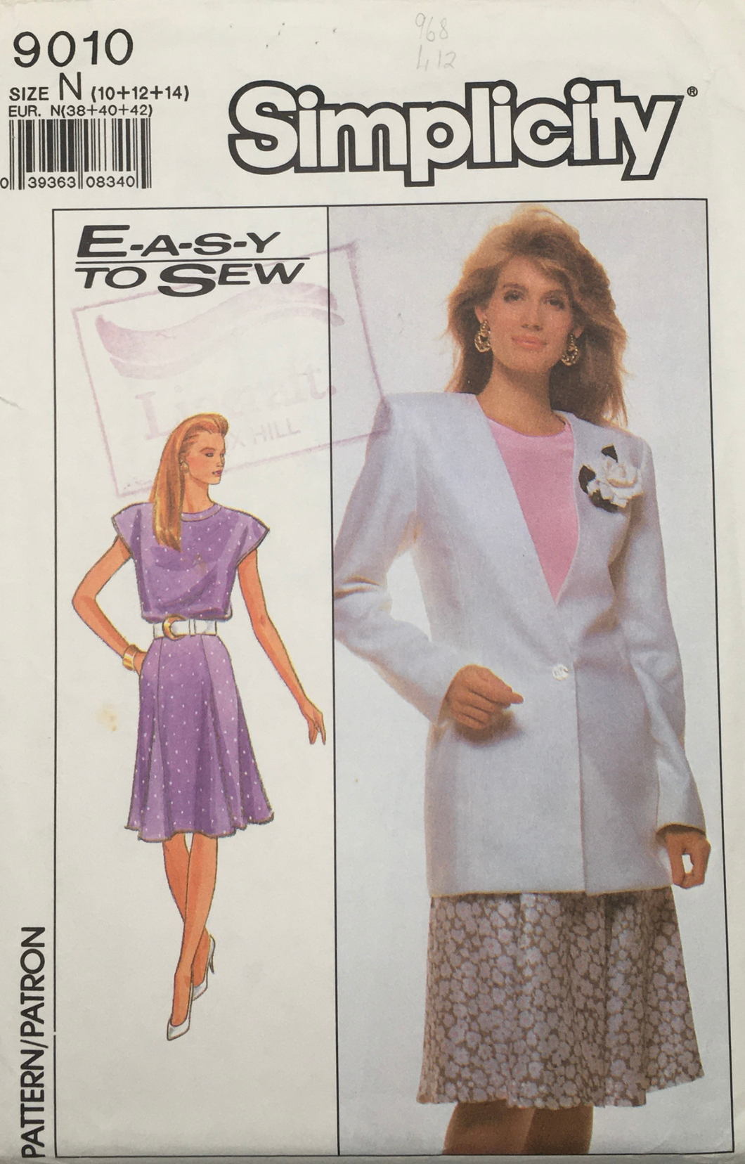 1989  Vintage Sewing Pattern: Simplicity 9010