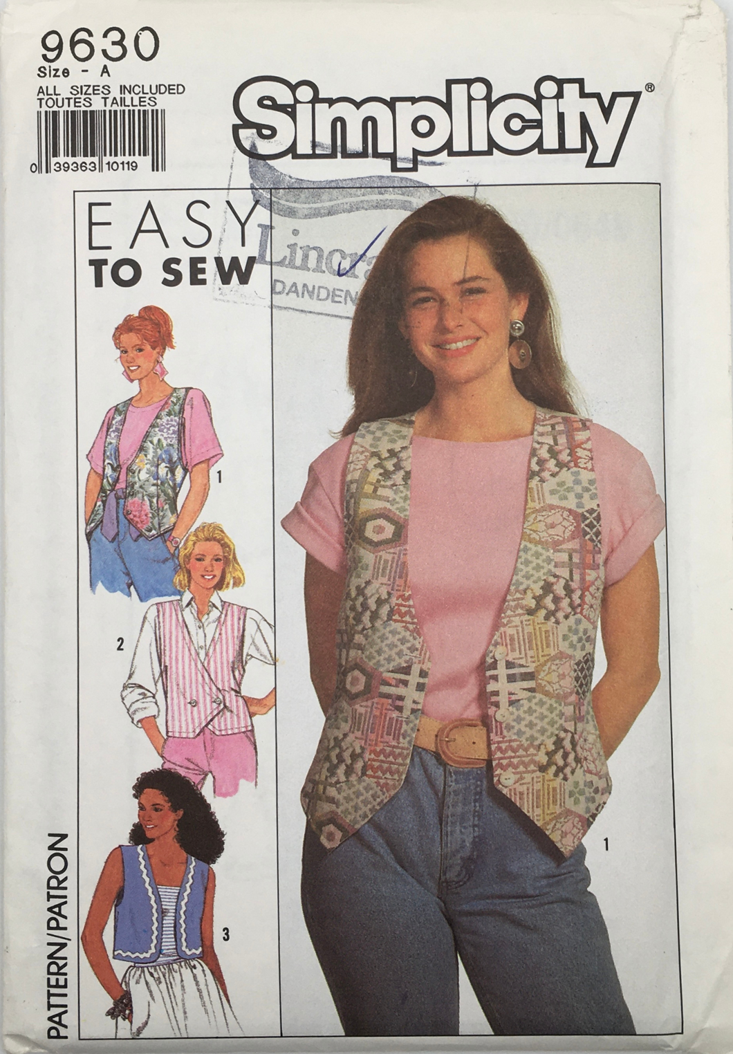 1990 Vintage Sewing Pattern: Simplicity 9630