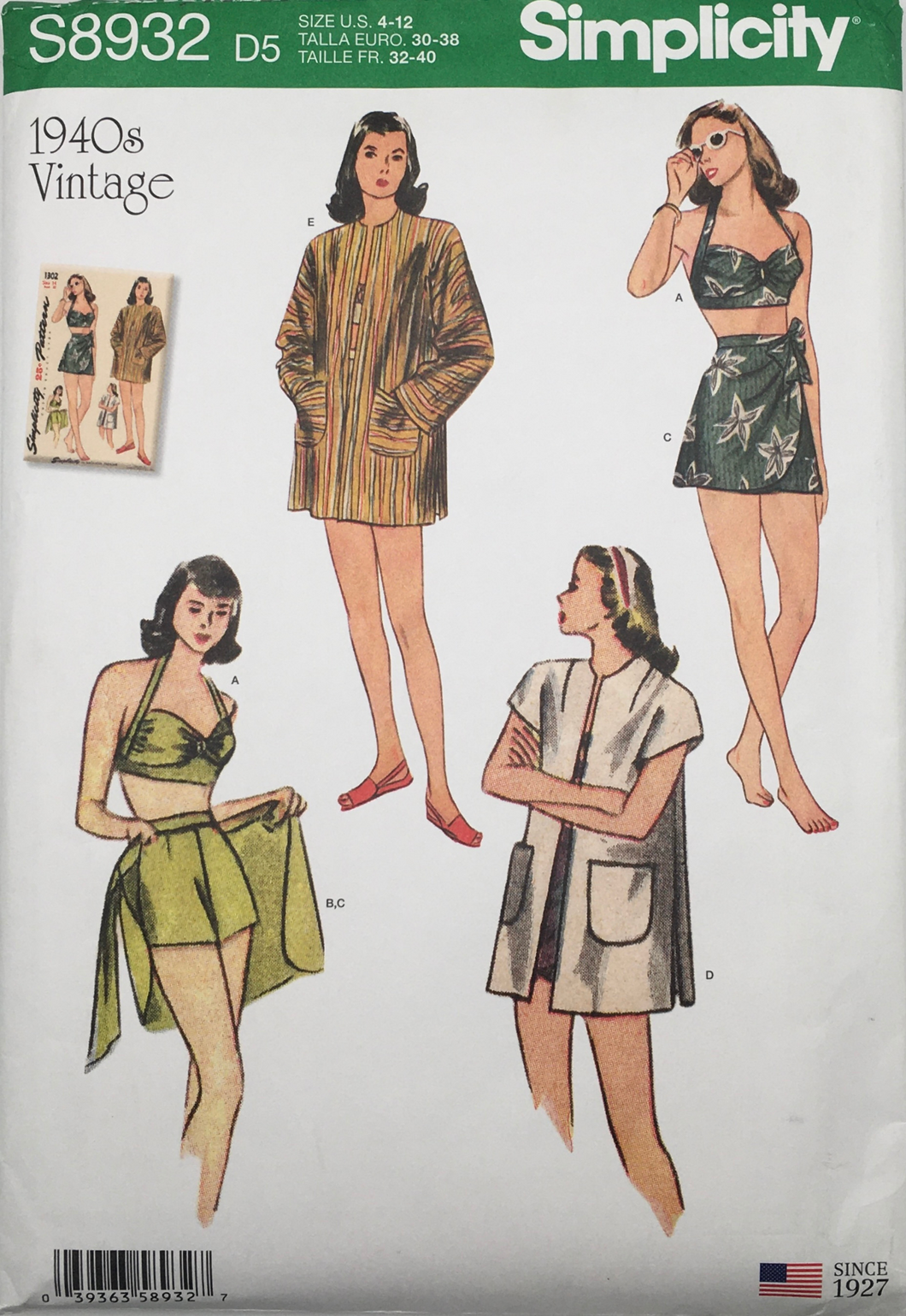 1940's Reproduction Sewing Pattern: Simplicity S8932