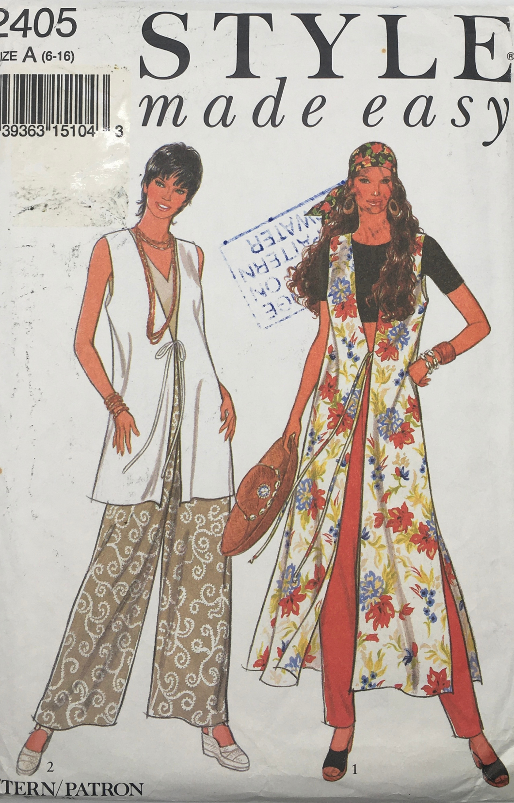 1994 Vintage Sewing Pattern: Style 2405