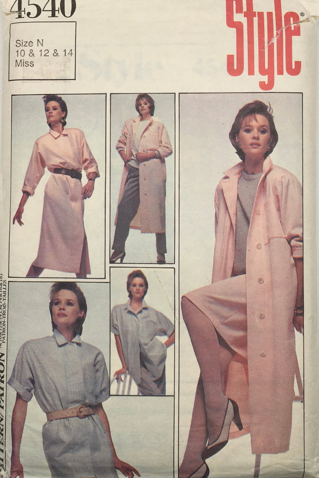 1986 Vintage Sewing Pattern: Style 4540