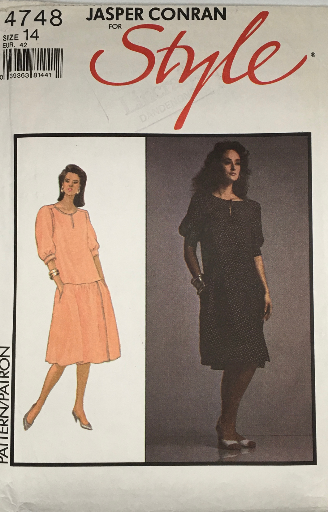 1986 Vintage Sewing Pattern: Style 4748