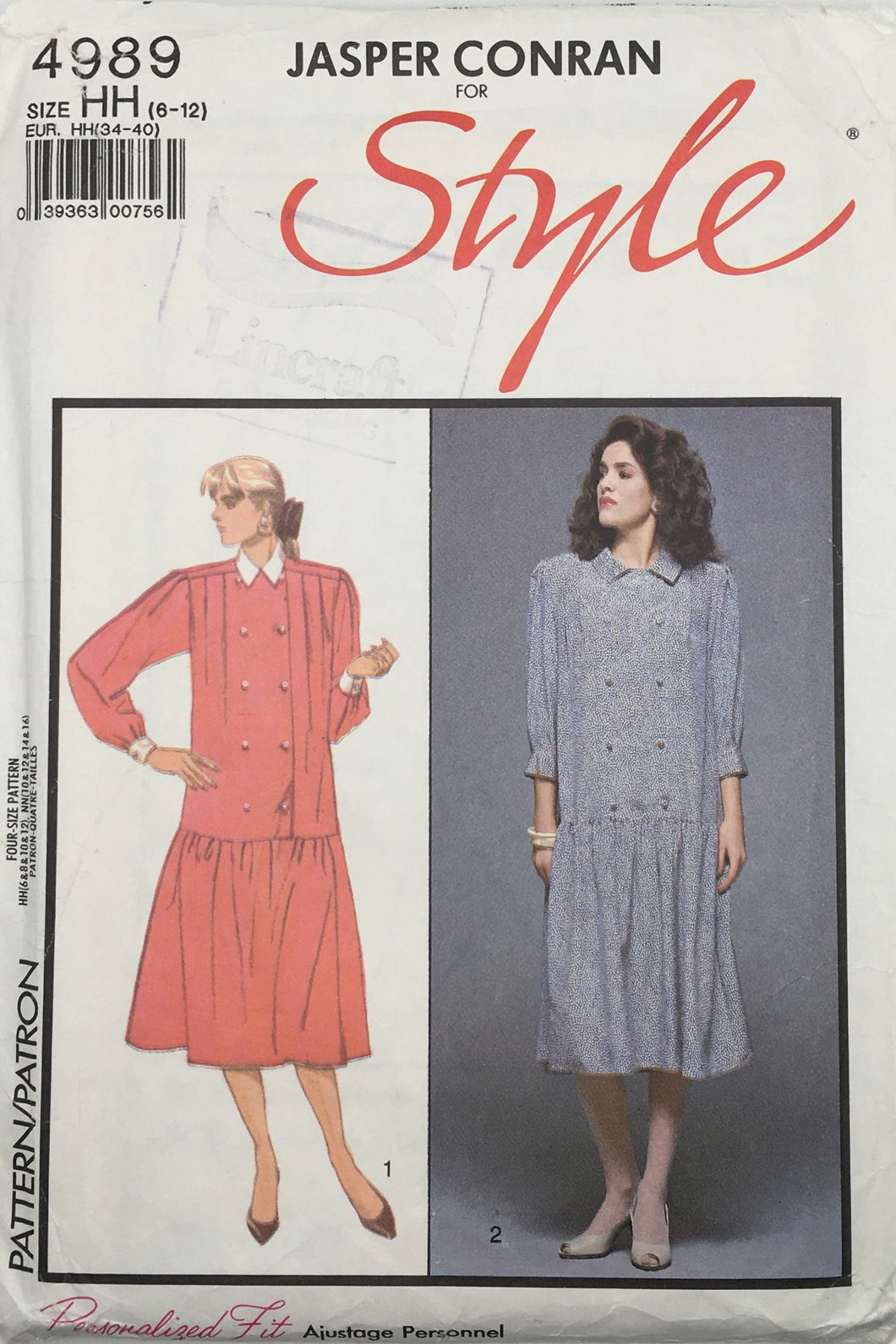 1986 Vintage Sewing Pattern: Style 4989