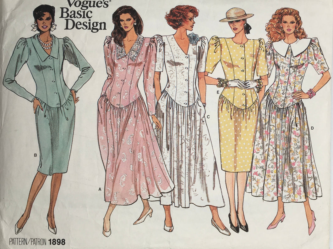 1987 Vintage Sewing Pattern: Vogue 1898