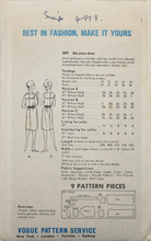 Load image into Gallery viewer, 1963 Vintage Sewing Pattern: Vogue  5879
