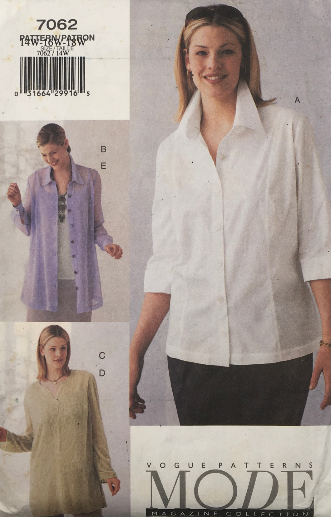 2001 Sewing Pattern: Vogue  7062