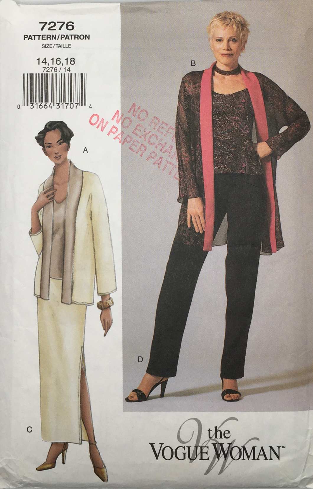 2001 Sewing Pattern: Vogue  7276