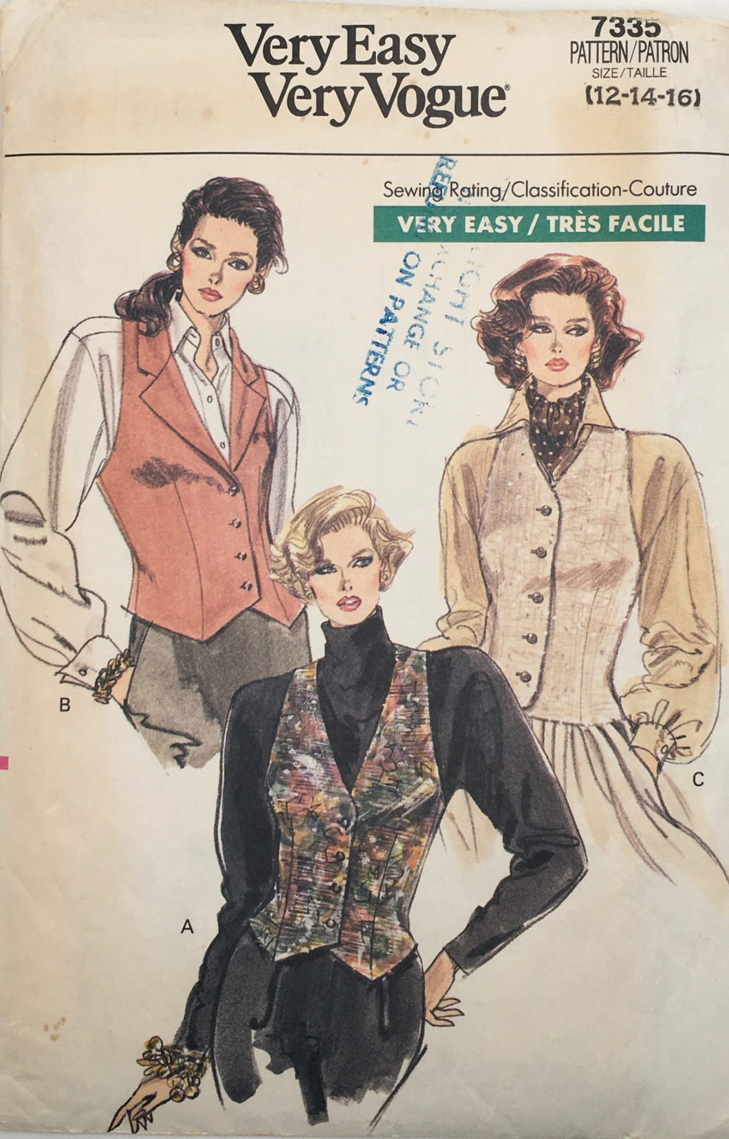 1988 Vintage Sewing Pattern: Vogue  7335