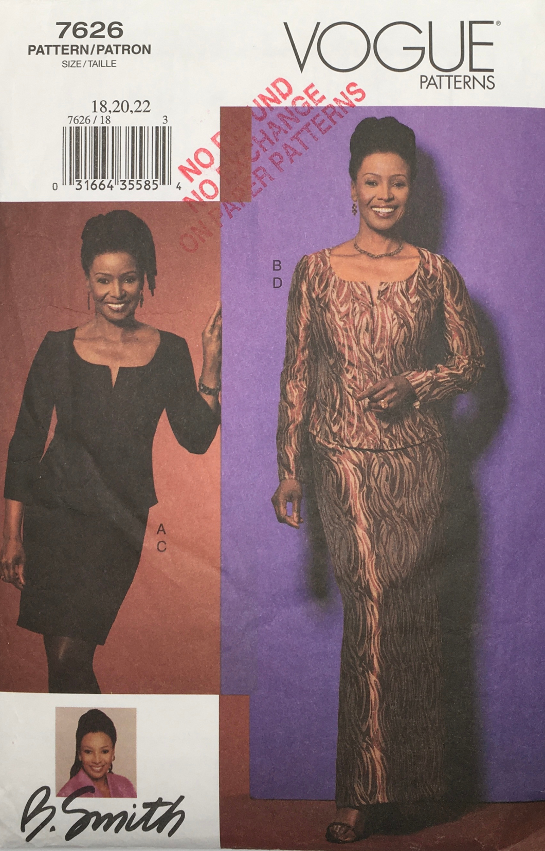 2002 Sewing Pattern: Vogue  7626