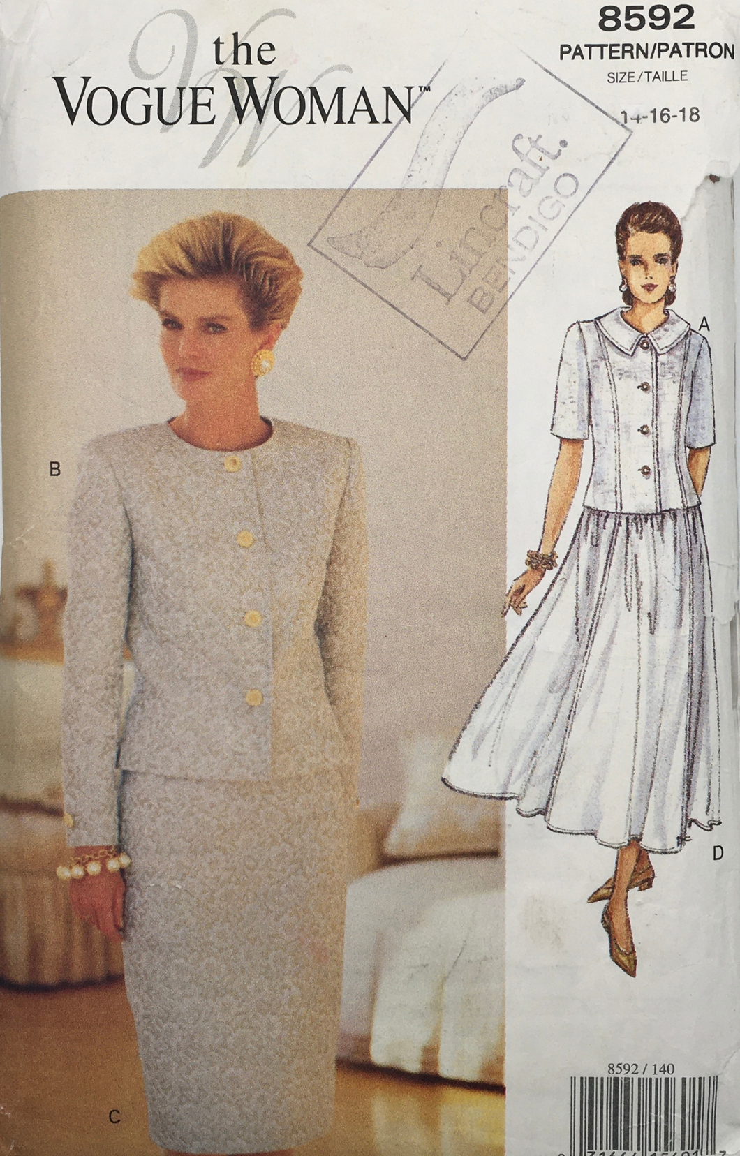 1993 Vintage Sewing Pattern: Vogue 8592