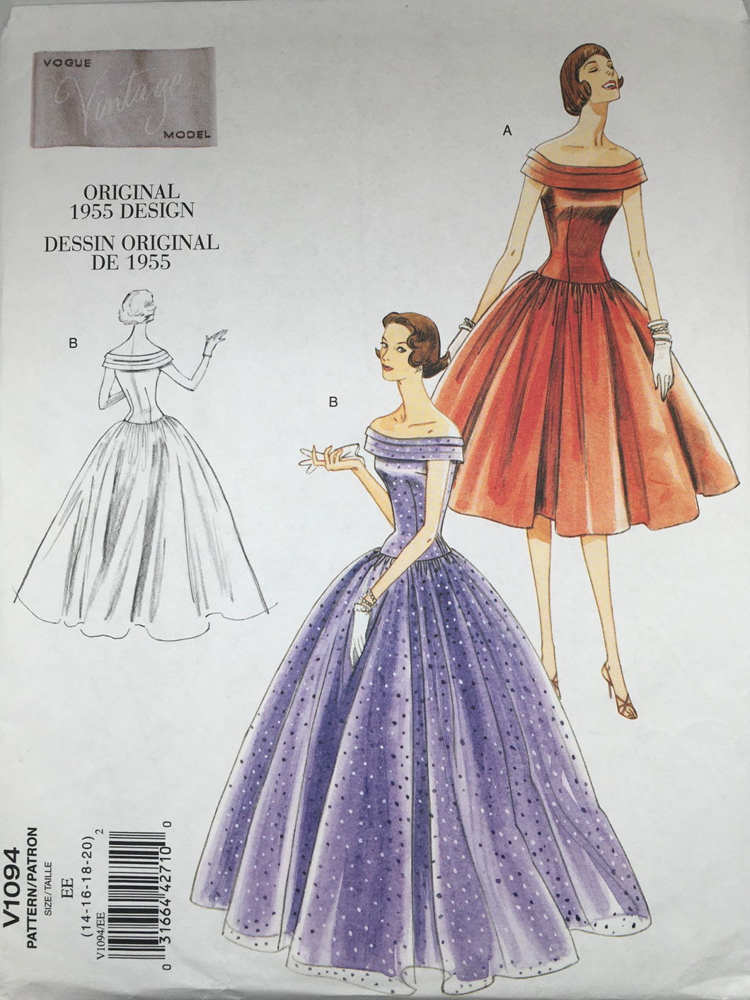 1950’s Reproduction Sewing Pattern: Vogue V1094