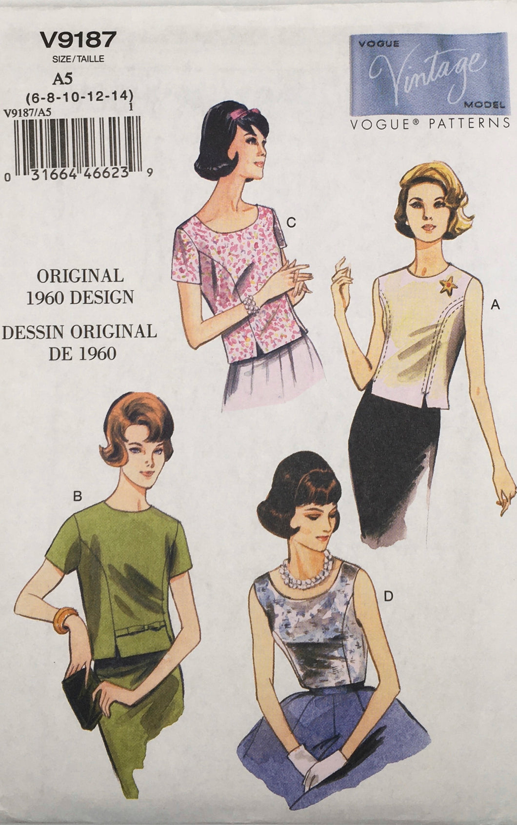 1960's Reproduction Sewing Pattern: Vogue V9187